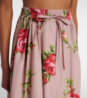 Gonna midi in cotone con stampa floreale | Dolce&Gabbana