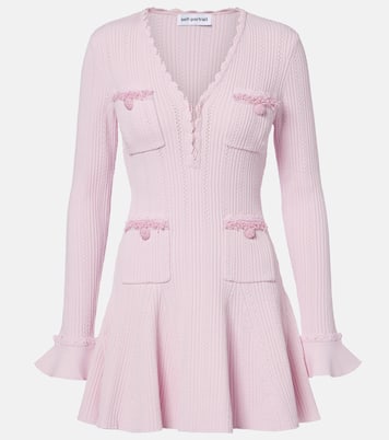 Beaded ribbed-knit minidress | Self-Portrait