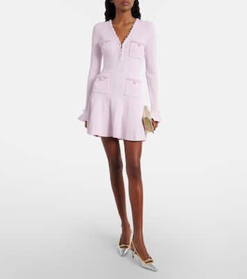 Beaded ribbed-knit minidress | Self-Portrait