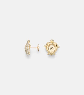 Tortue Coeur 9kt gold earrings with diamonds | Yvonne Léon