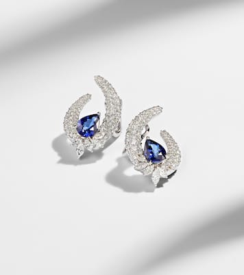 Orecchini in oro bianco 18kt (750/1000) con diamanti e zaffiri | Yeprem