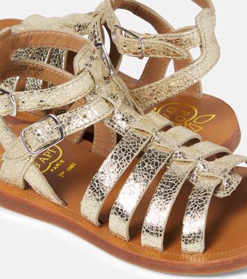 Sandales en cuir métallisé | Pom d'Api