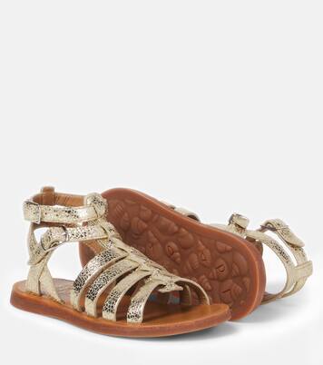Sandales en cuir métallisé | Pom d'Api