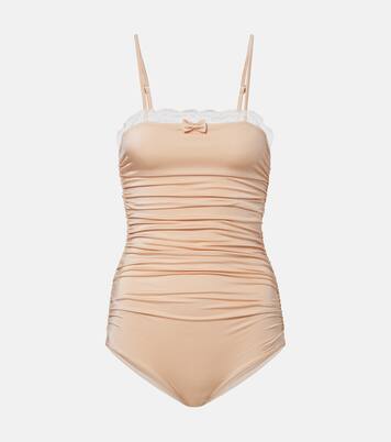 Lace-trimmed ruched bodysuit | Chloé