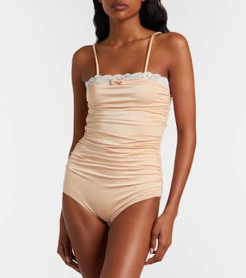 Lace-trimmed ruched bodysuit | Chloé