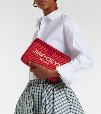 Clutch Avenue Small aus Raffiabast mit Leder | Jimmy Choo
