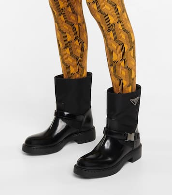 Re-Nylon and leather ankle boots | Prada