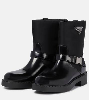 Re-Nylon and leather ankle boots | Prada