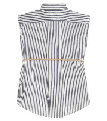 Cotton and silk-blend striped shirt | Brunello Cucinelli Kids
