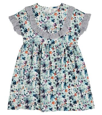 Ruffle-trimmed floral cotton poplin dress | Il Gufo
