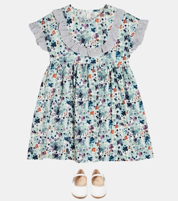 Ruffle-trimmed floral cotton poplin dress | Il Gufo