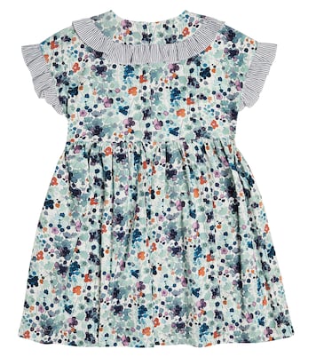 Ruffle-trimmed floral cotton poplin dress | Il Gufo
