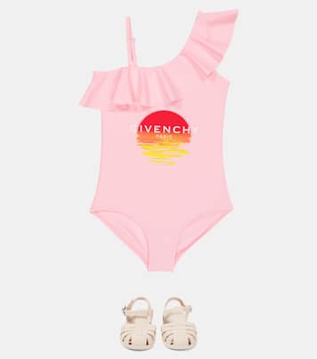 Asymmetric ruffled swimsuit | Givenchy Kids
