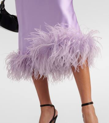 Midirock aus Satin mit Federn | Miu Miu