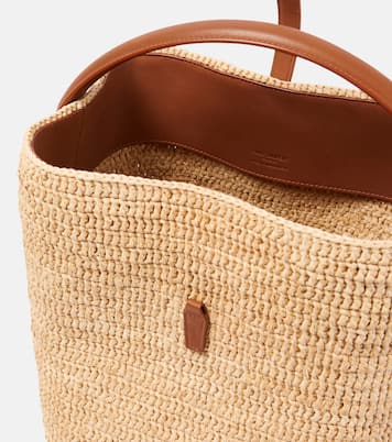 Le 37 leather-trimmed raffia bucket bag | Saint Laurent