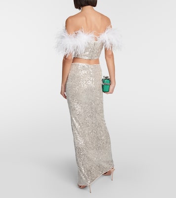 High-Rise-Maxirock mit Pailletten | Self-Portrait