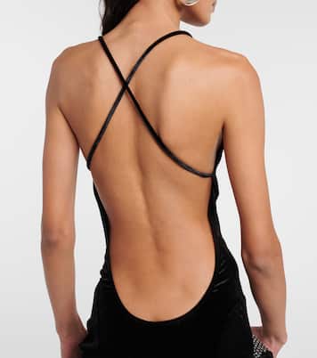 Velvet flared jumpsuit | Norma Kamali