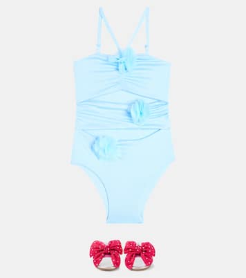 Floral-appliqué swimsuit | Monnalisa