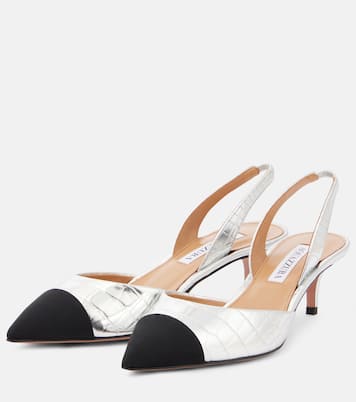 Slingback-Pumps Milanese aus Metallic-Leder | Aquazzura
