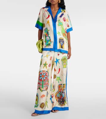 Pantalon ample Rollers imprimé en soie | Alémais