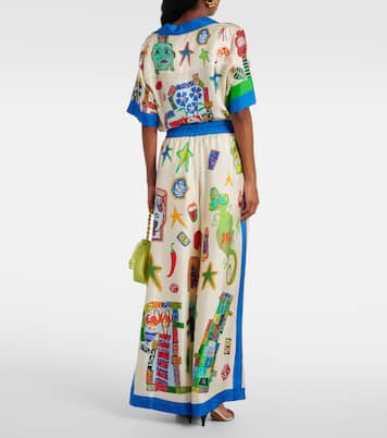 Pantalon ample Rollers imprimé en soie | Alémais