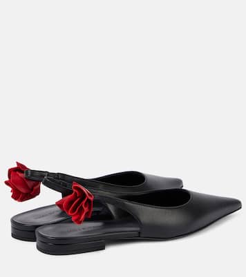 Floral-appliqué leather slingback flats | Magda Butrym