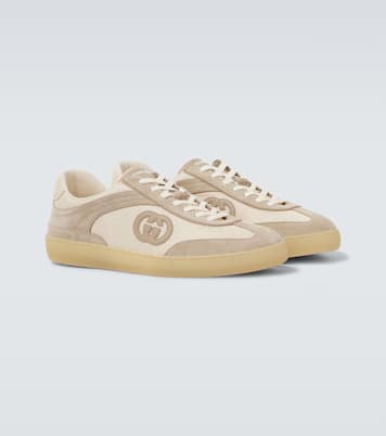 Interlocking G suede-trimmed sneakers | Gucci