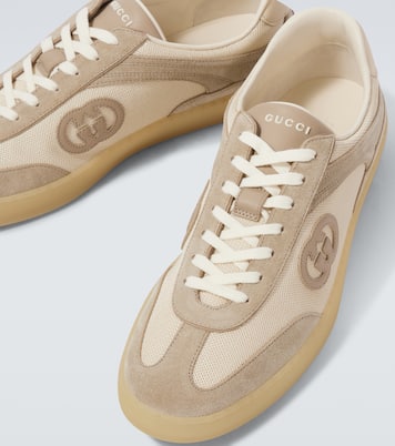 Interlocking G suede-trimmed sneakers | Gucci