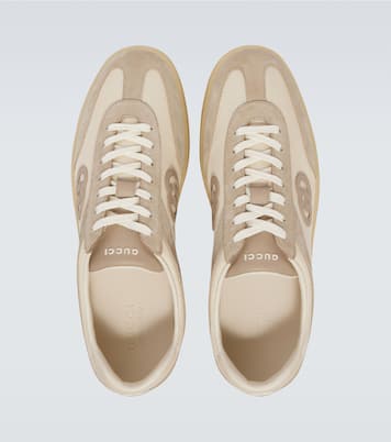 Interlocking G suede-trimmed sneakers | Gucci