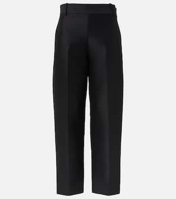 Pantalones rectos Cam de lana y faya de seda | Khaite