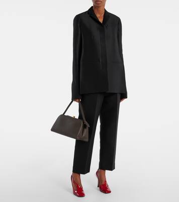 Pantalones rectos Cam de lana y faya de seda | Khaite