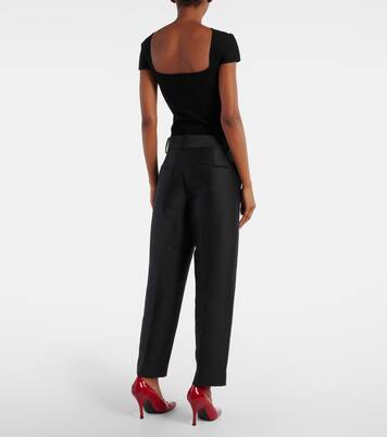 Pantalones rectos Cam de lana y faya de seda | Khaite