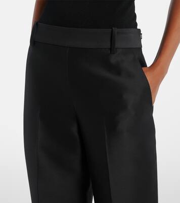 Pantalones rectos Cam de lana y faya de seda | Khaite