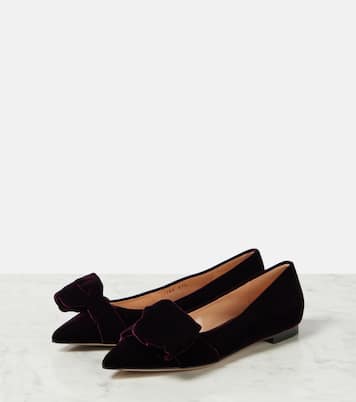 Bow-detail velvet ballet flats | Gianvito Rossi