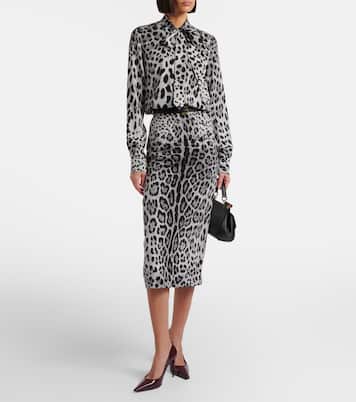 Camicia in misto seta con stampa leopardata | Dolce&Gabbana