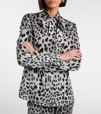 Camicia in misto seta con stampa leopardata | Dolce&Gabbana