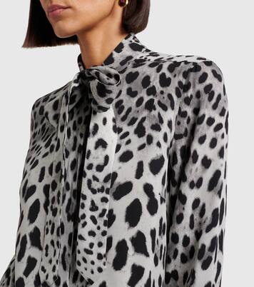 Camicia in misto seta con stampa leopardata | Dolce&Gabbana
