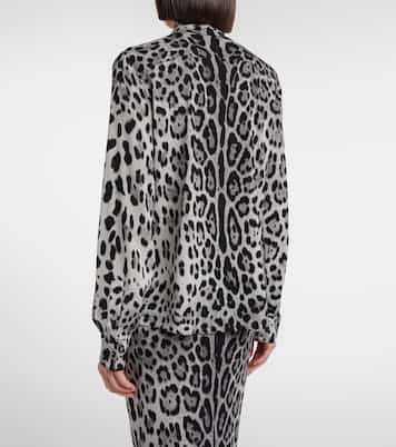 Camicia in misto seta con stampa leopardata | Dolce&Gabbana