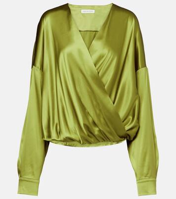 Draped silk-blend satin blouse | Dries Van Noten