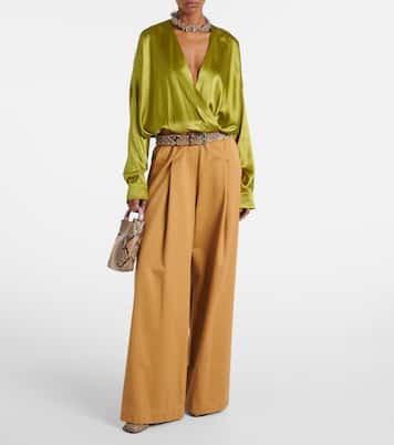 Draped silk-blend satin blouse | Dries Van Noten