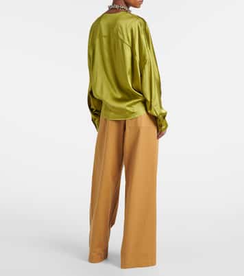 Draped silk-blend satin blouse | Dries Van Noten