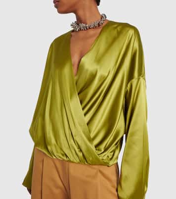 Draped silk-blend satin blouse | Dries Van Noten