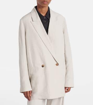 Nat double-breasted silk and linen blazer | The Row