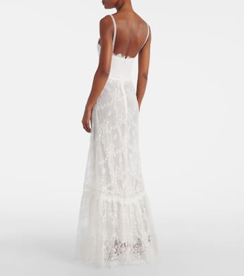 Abito lungo in pizzo di misto cotone | Elie Saab