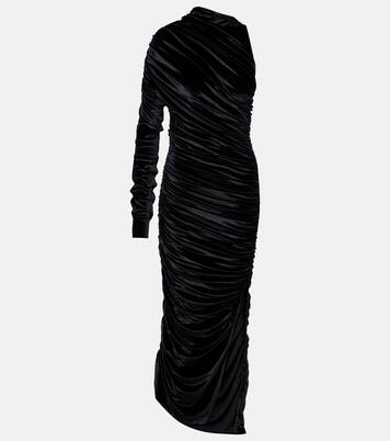 Robe longue asymétrique en velours | Mugler