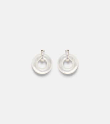 14kt gold earrings with mother-of-pearl and diamonds | Mateo