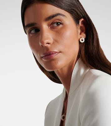 14kt gold earrings with mother-of-pearl and diamonds | Mateo