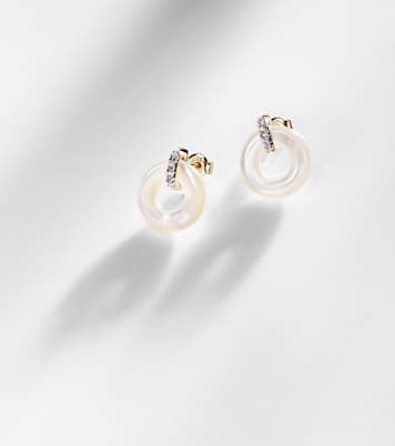 14kt gold earrings with mother-of-pearl and diamonds | Mateo