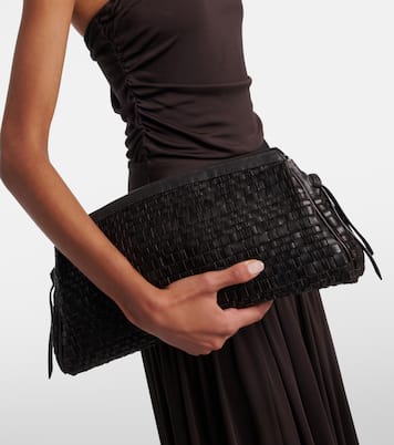 Maude woven leather clutch | Staud