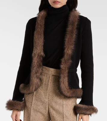 Shearling-trimmed cashmere jacket | Valentino